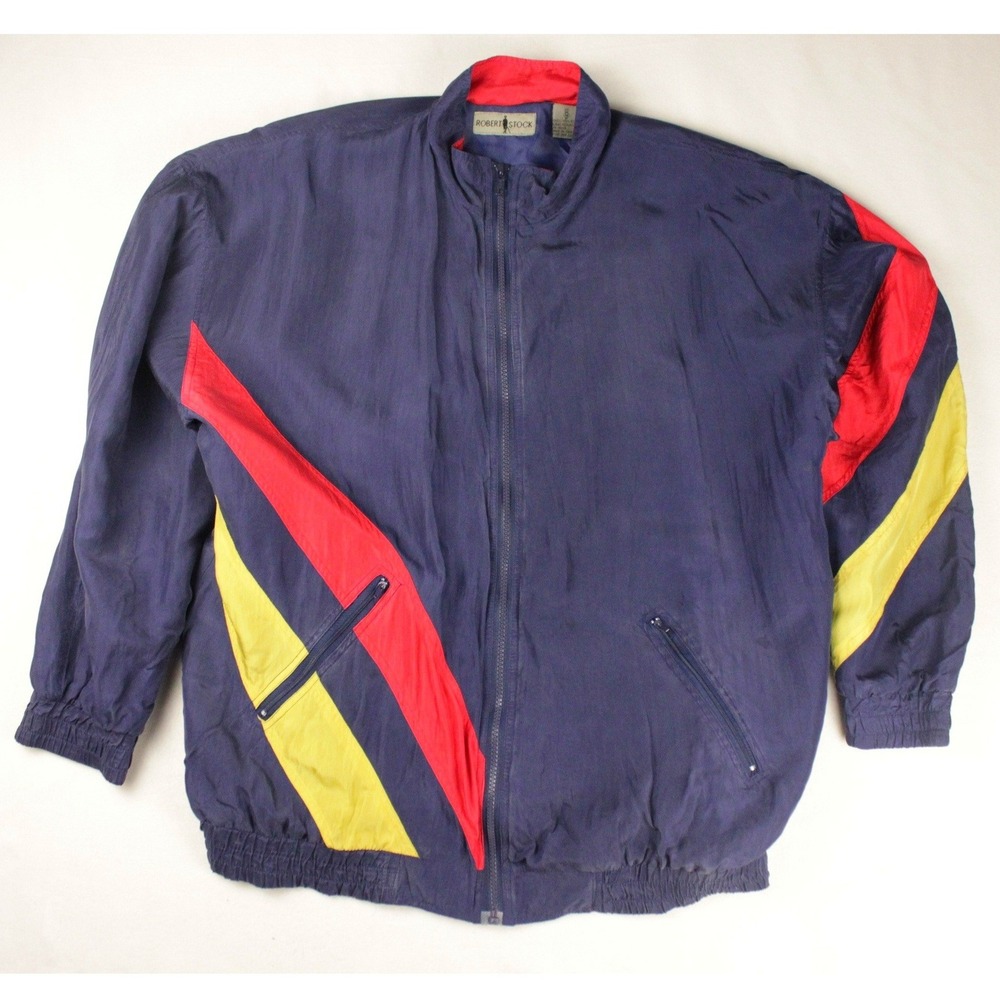 Vintage‎ Robert Stock Silk Blouson Jacket Mens M Fits L 90s Colorblock